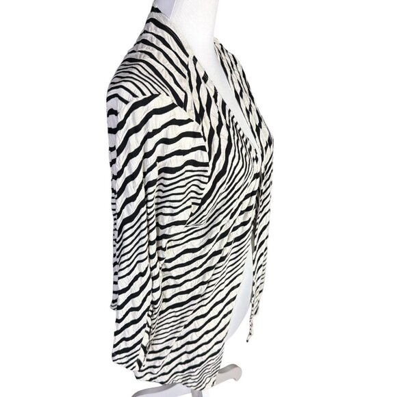 Chico's Zebra Stripe Open Front Cardigan Blazer Size L - Picture 4 of 8